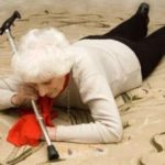 Elderly lady fallen on the floor